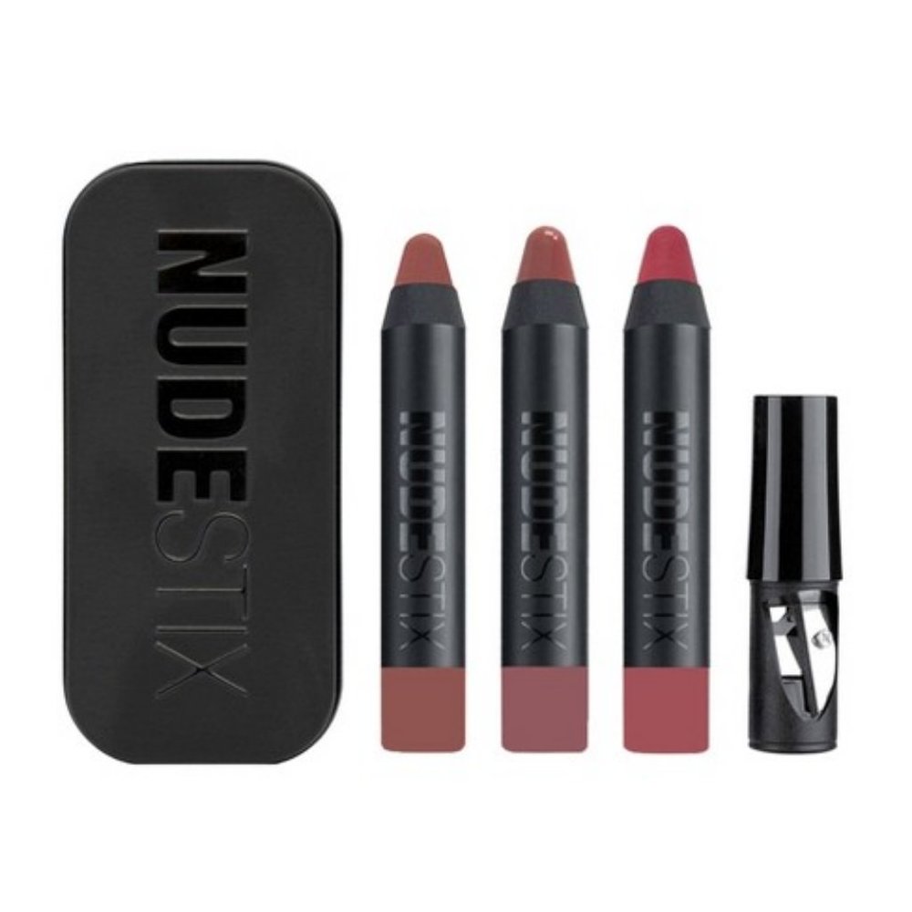 Nudestix Everyday Nudes Lip + Cheek Mini Kit Set of Three Lip Pencils